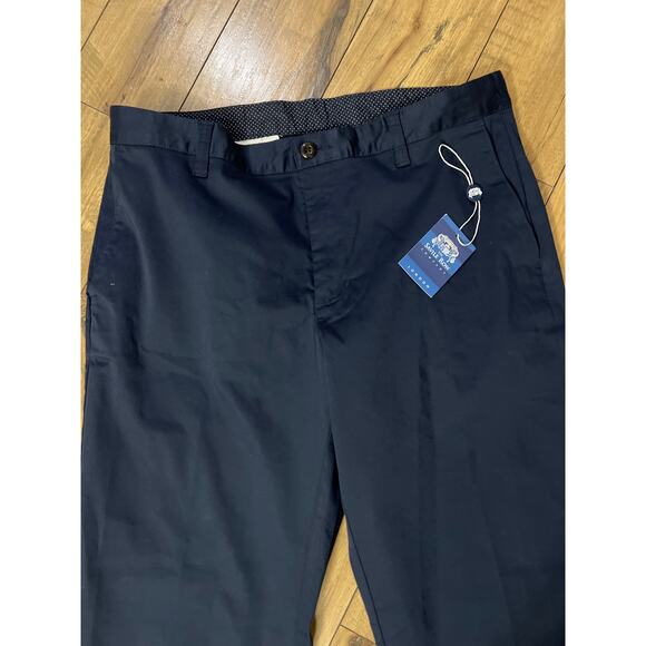 NWT Savile Row Company men’s navy blue flat front pants size 34x30 - Picture 2 of 5